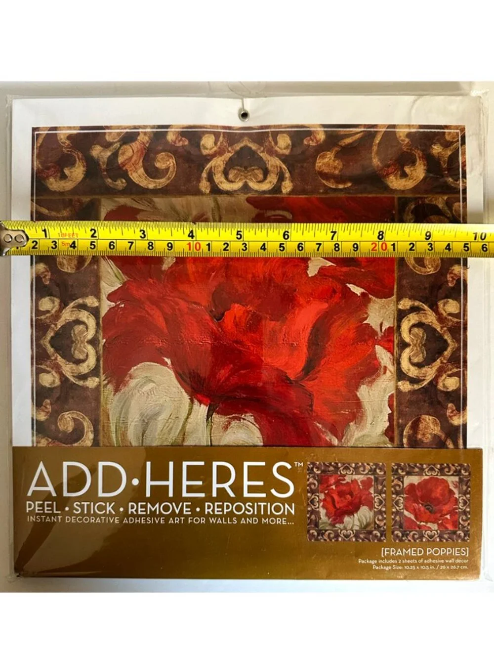 ADD•HERES Framed Red Poppies Peel & Stick Wall Art Decals 2 Sheets NIP